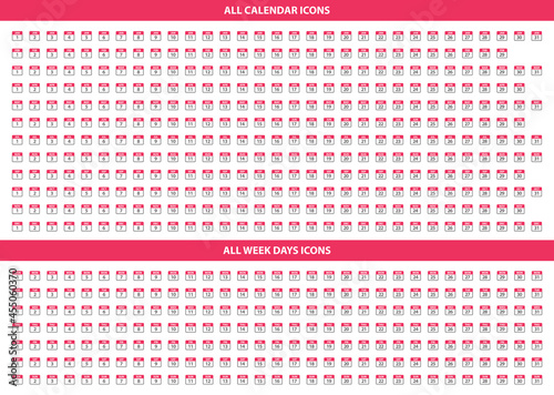 Full Year Calendar Icons + Days Icons