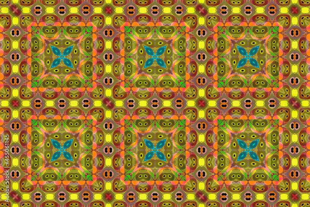 Colorful African fabric - Seamless and textured pattern, very high definition illustration 