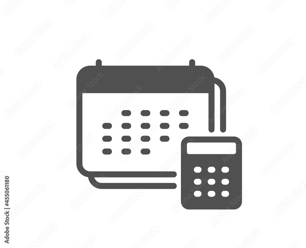 Accounting calendar icon. Calculate annual report sign. Planner calculator symbol. Classic flat style. Quality design element. Simple account icon. Vector Accounting calendar icon. Calculate annual report sign. Planner calculator symbol. Classic flat style. Quality design element. Simple account icon. Vector