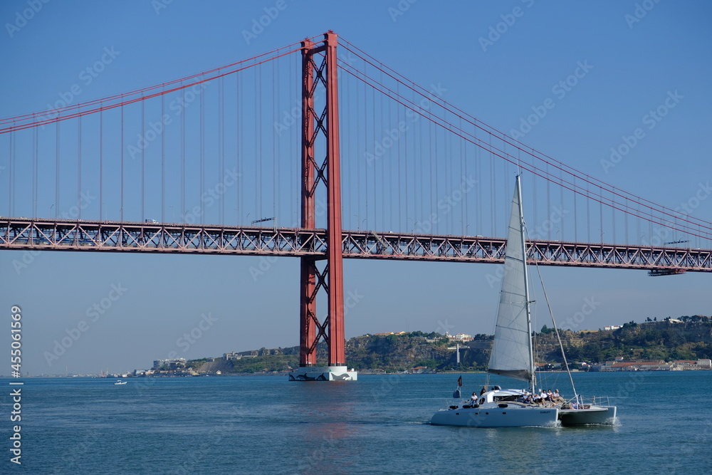 Portugal Lisbon - Ponte 25 de Abril suspension bridge Portugal Lisbon - Ponte 25 de Abril suspension bridge