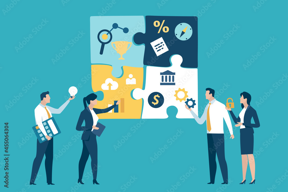 Business planning. Cooperation. The team is creating a project. Business vector illustration. Business planning. Cooperation. The team is creating a project. Business vector illustration.