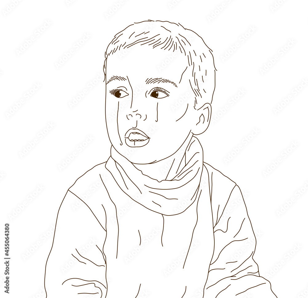 Crying little boy kid unhappy and emotional in tantrum vector illustration, cute child is crying with tears. Crying little boy kid unhappy and emotional in tantrum vector illustration, cute child is crying with tears.