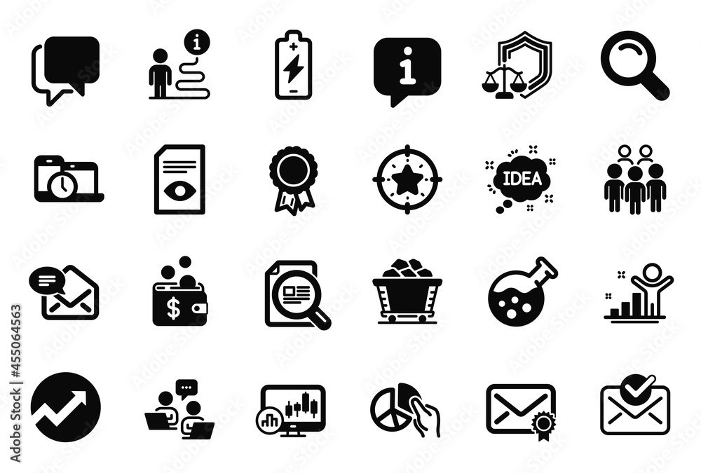 Vector Set of Education icons related to Time management, Teamwork and Talk bubble icons. Winner, Battery charging and Pie chart signs. Approved mail, Success and Search. Audit, Idea. Vector Vector Set of Education icons related to Time management, Teamwork and Talk bubble icons. Winner, Battery charging and Pie chart signs. Approved mail, Success and Search. Audit, Idea. Vector