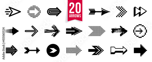 Diverse arrow cursors vector set, different shapes styles and concepts arrows single color monochrome graphic design elements for icons or logos.