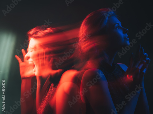 Fototapete bipolar disorder people emotion mental woman neon
