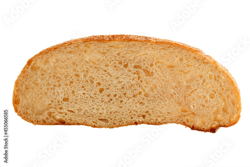 Slice of fresh bread isolated on white background