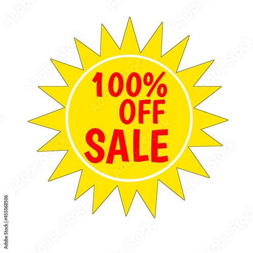 100 percent off sale price icon 