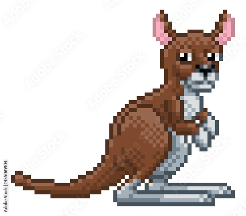 Kangaroo Pixel Art Safari Animal Cartoon