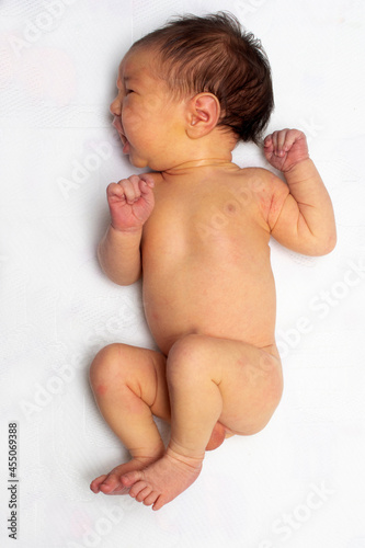 0 months newborn baby boy on white background photo