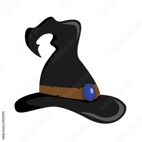 Black witch hat with precious blue stone