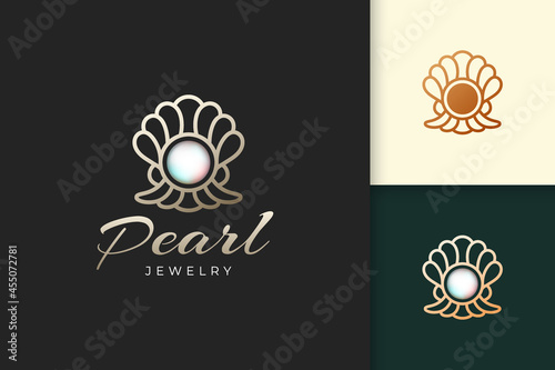 Luxury pearl logo represent jewelry or gem fit for hotel or restaurant