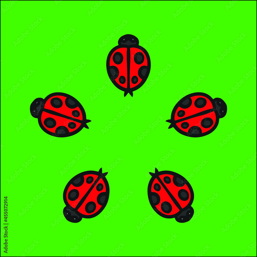 Beautiful formation of 5 ladybugs. Beautiful formation of 5 ladybugs.