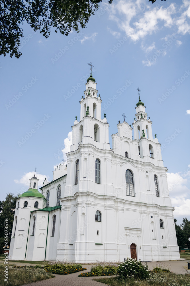 St. Sophia Orthodox Cathedral in Polotsk on a sunny summer day, Belarus. Historical monument.