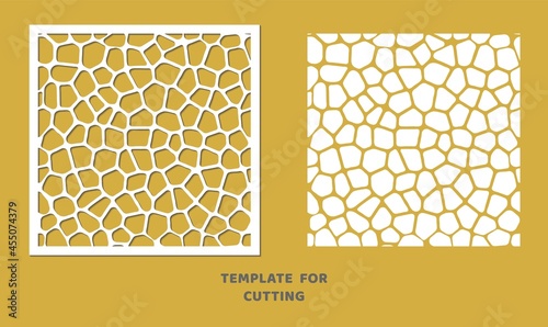 Template for laser cutting, wood carving, paper cut. Square pattern for cutting. Decorative panel vector stencil.