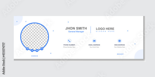 Business email signature or email footer template. Corporate mail business email signature vector banner. White Minimal Design.