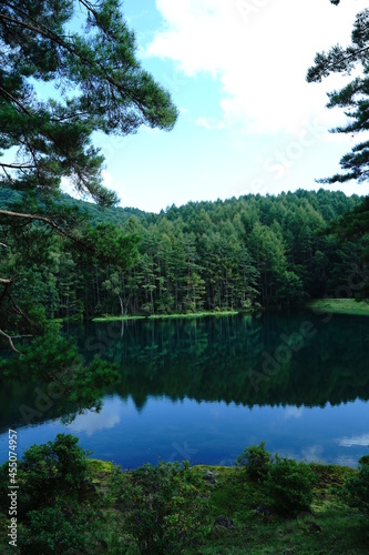 A scenic pond in the mountains at an altitude of 1 500 m in Nagano Japan.