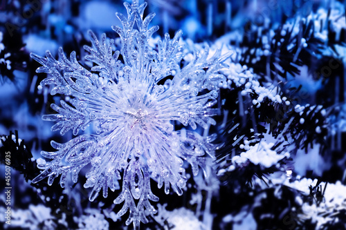 Ice frozen snowflake christmas decoration