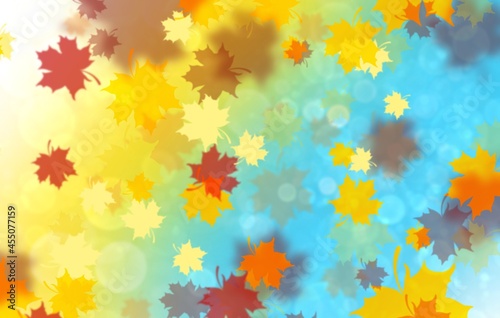 Bright colored background with autumn leaves.