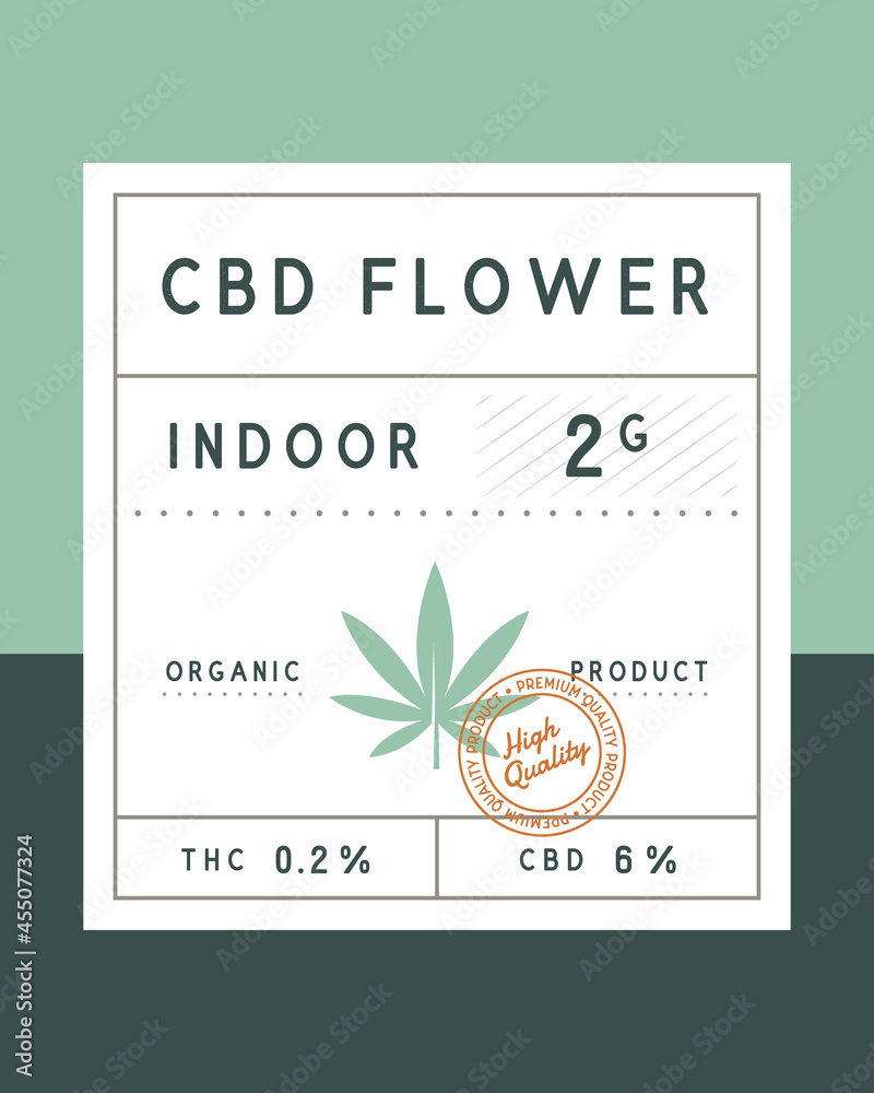 Cannabis, CBD Flower vintage label. CBD Flower vintage packaging design