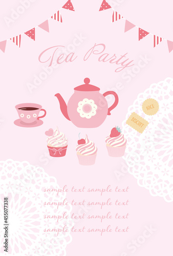 vector background with tea and sweets for banners, cards, flyers, social media wallpapers, etc.