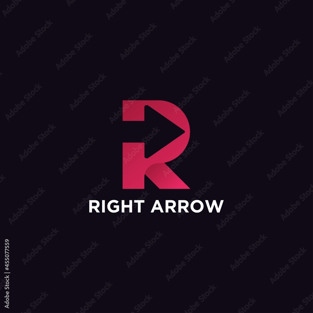 Letter R Right Arrow logo design