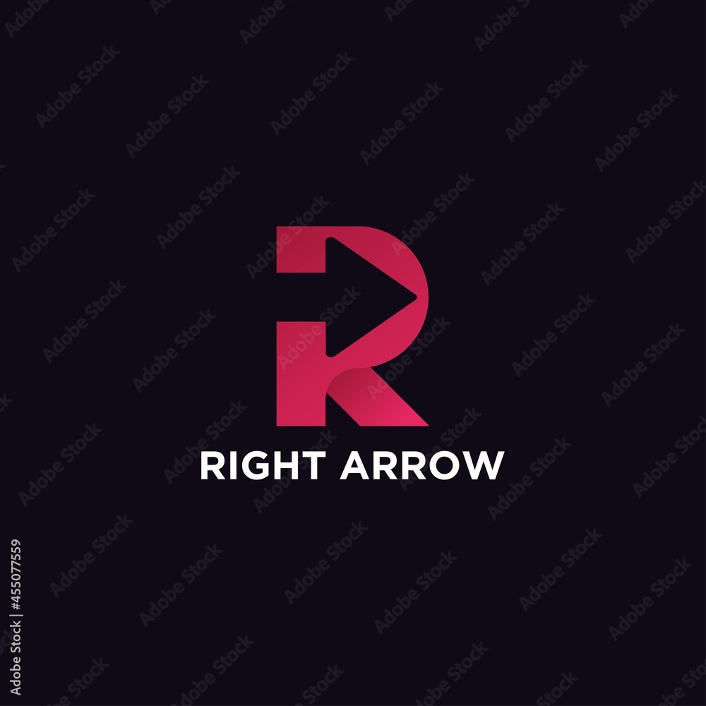 Letter R Right Arrow logo design Letter R Right Arrow logo design