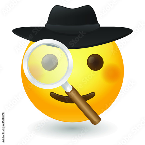 Detective Emoji Icon Illustration Sign. Private Investigator Vector Symbol Emoticon Design Vector Clip Art.
