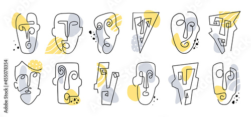 Set of modern abstract faces and shapes