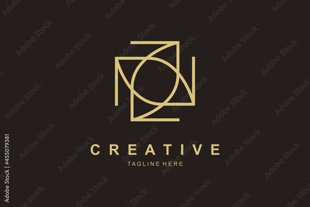 Monogram Square Geometric Luxury Gold Logo Design Monogram Square Geometric Luxury Gold Logo Design
