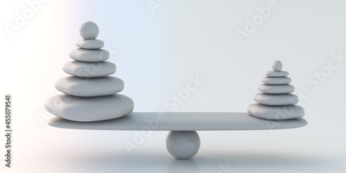 Photography Zen stones natural scales, Smooth pebbles balance, white background