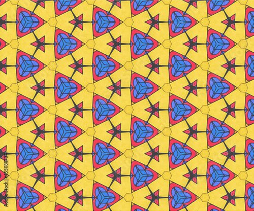Hintergrund, Muster Raster Dreieck Gelb Rot Blau