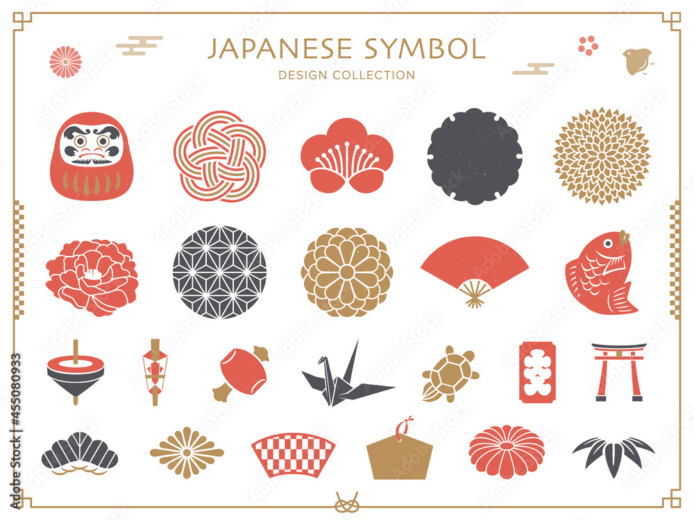 お正月と和風のアイコンイラストとフレームセット Stock Vector Adobe Stock お正月と和風のアイコンイラストとフレームセット Stock Vector Adobe Stock