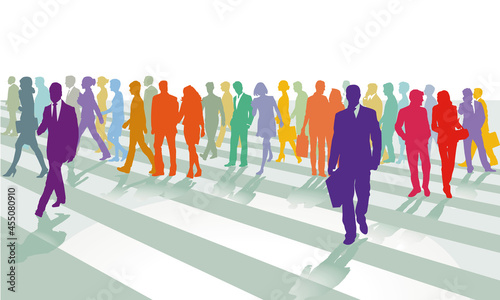 Straße mit Fußgänger auf dem Zebrastreifen, große Personen Gruppe  illustration