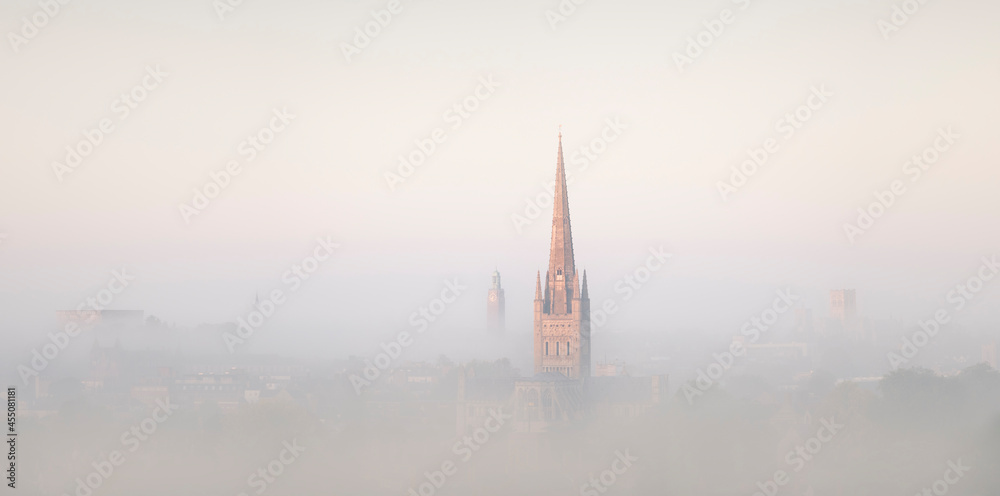 Norwich Skyline in the Mist