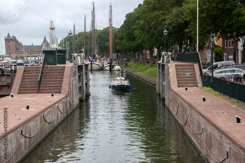 Boat Entering The Zeesluis Sluice At Muiden The Netherlands 31-8-2021 photo