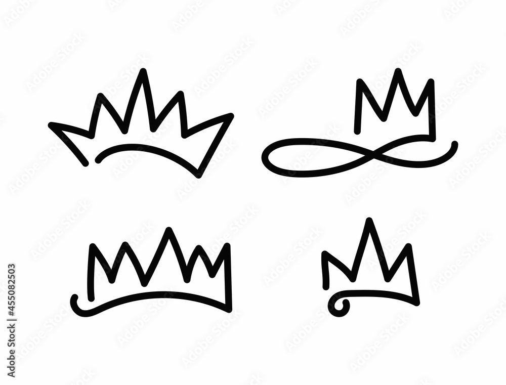 Set of crowns drawn by hand. Doodle, sketch. Simple vector illustration. Set of crowns drawn by hand. Doodle, sketch. Simple vector illustration.