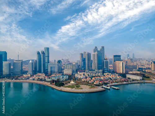 Aerial photography of Qingdao Fushan Bay architectural landscape skyline © 昊 周