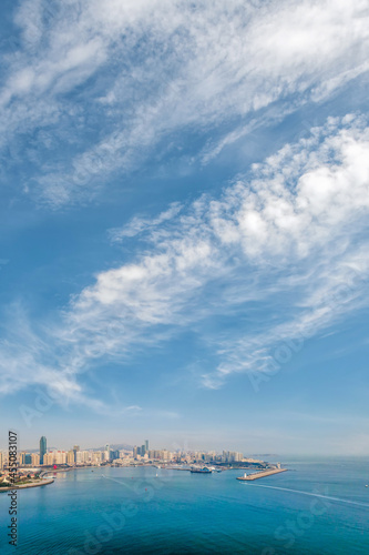 Aerial photography of Qingdao Fushan Bay architectural landscape skyline