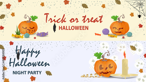 Pumpkins candles inscription illustration for the design of the Halloween holiday