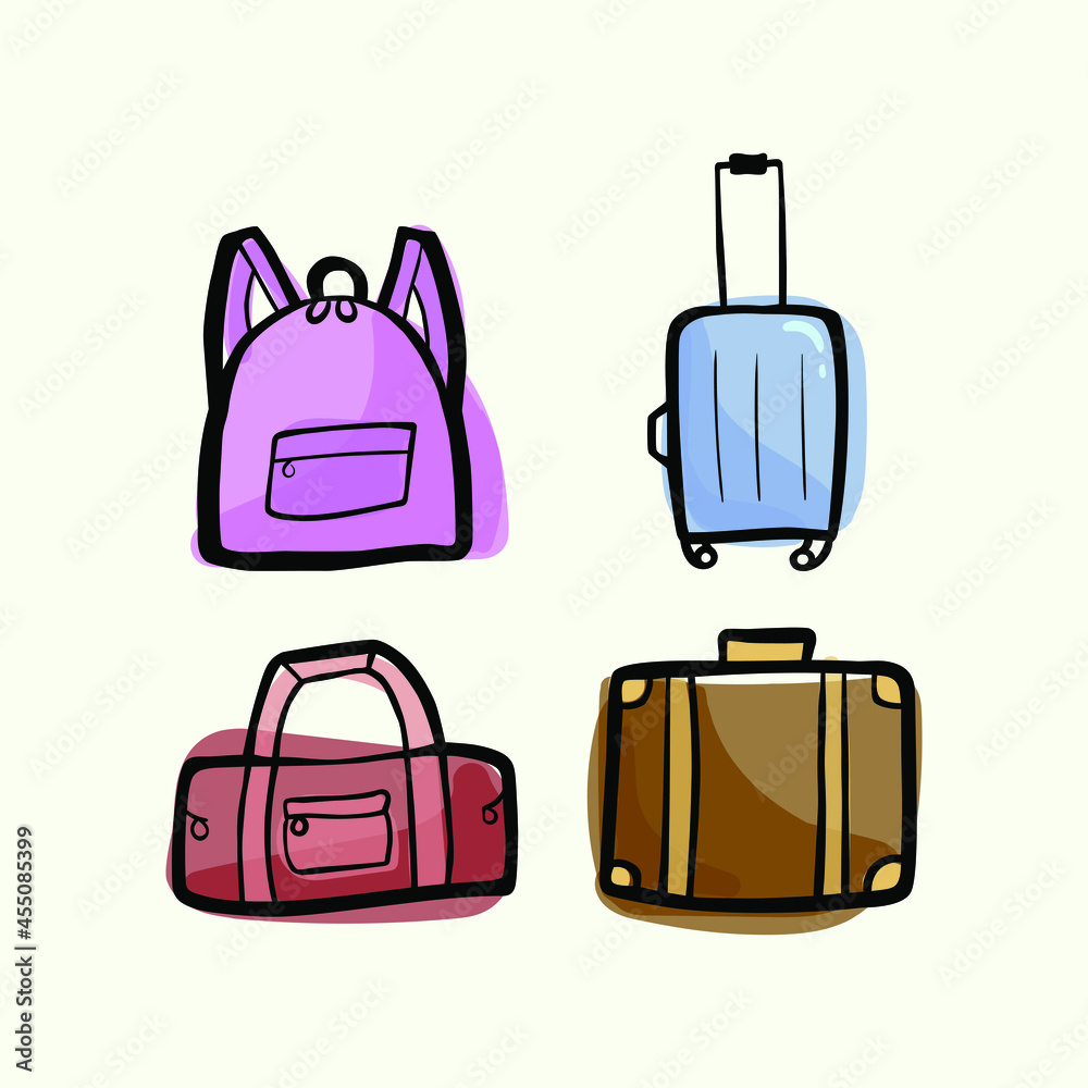 Vector set of illustrations of suitcases Vector set of illustrations of suitcases
