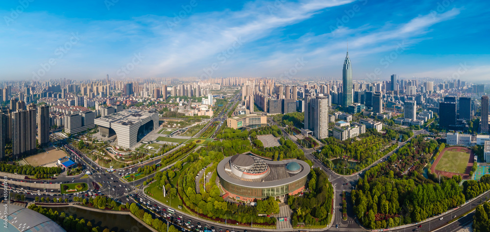 Aerial photography Changzhou architectural landscape skyline