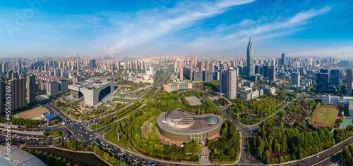 Aerial photography Changzhou architectural landscape skyline