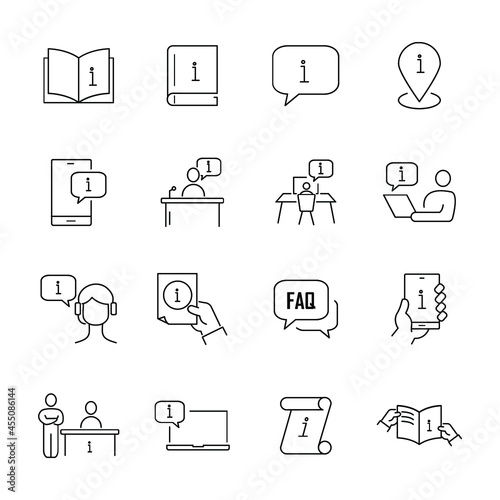 Info and Help Desk icons set. Info and Help Desk pack symbol vector elements for infographic web