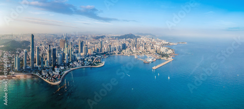 Aerial photography of Qingdao Fushan Bay architectural landscape skyline