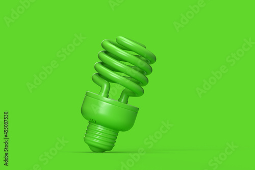 Green fluorescent lamp on green background. 3D illustration