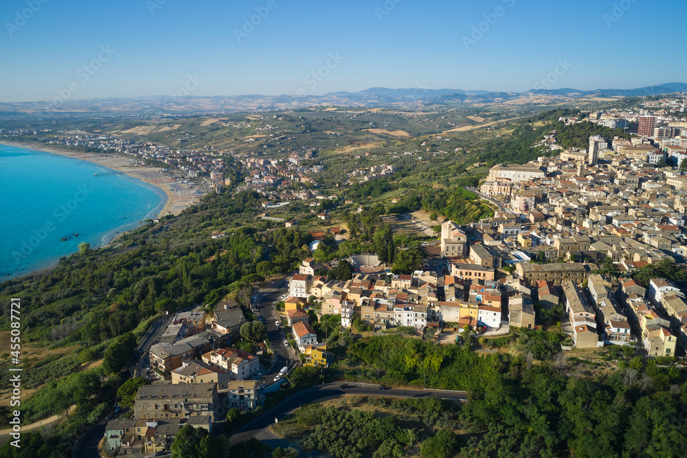 aerial view of the village of Vasto and in the background the beach of Marina di Vasto Abruzzo