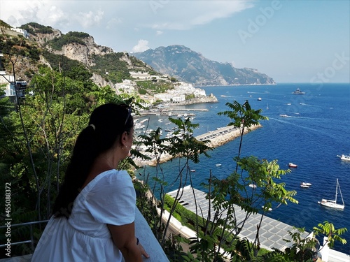 Nadmorski krajobraz Amalfi, Italia.