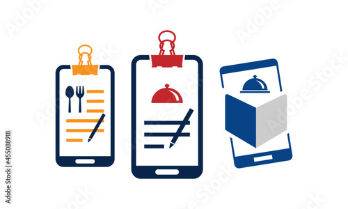 Catering moblie food logo template scan virtual menus