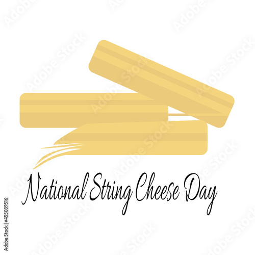 National String Cheese Day, idea for a postcard or menu decoration, cheese strings a few pieces