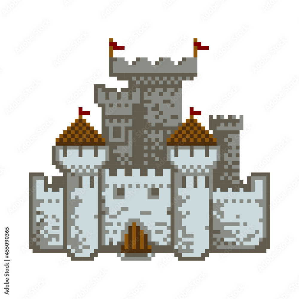 castle pixel art vector icon for games
